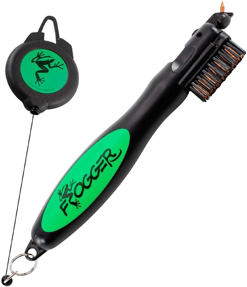 Frogger BrushPro Golf Club Cleaner with Ergonomic Grip and Retractable Cord | Sturdy Golf Brush and Groove Cleaner with Advanced Scrub Cleaning Technology for Professional Golfers