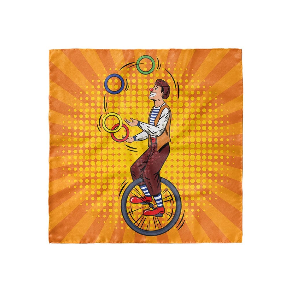 Circus Head Scarf, Disc Juggler Man on Unicycle, Head Wrap, 3 Sizes, by Ambesonne
